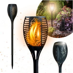 Lampă solară decorativă LED pentru grădină, metal, 68 cm, neagră