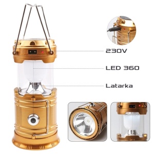 Lanterna Solara LED Camping 360°, Felinar Camping cu Lanterna Frontala si Incarcare USB - Img 2