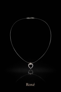 Lantisor invizibil reglabil 36cm Roxe cu pandantiv inima neagra elegant - Img 2