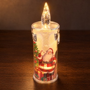 Lumanare decorativa LED Craciun, model aleatoriu, plastic transparent, 16 cm - Img 4