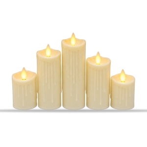 Lumânări LED decorative cu efect flacără realistă, 5 dimensiuni diferite in set, din plastic - Img 2