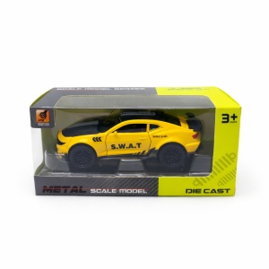 Macheta masina sport galbena S.W.A.T 1:24 metal die cast, usi functionale, 15.5 x 7 cm - Img 2