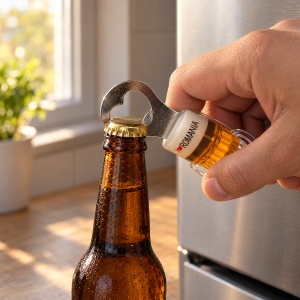 Magnet de frigider cu desfăcător, halbă de bere I ❤ ROMANIA, aprox. 8,5 × 4 cm - Img 3
