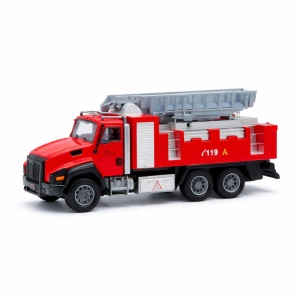 Masinuta pompieri die-cast din metal, 20.5 cm, cu functie pull back - Img 2