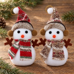 Ornament de brad Om de Zăpadă pufos, polistiren și textil, 11x6,5 cm - Img 4