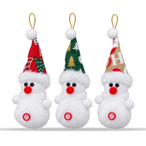 Ornamente de brad, set 12 bucăți, om de zăpadă din pluș, culori asortate, 17 × 6 cm - Img 2