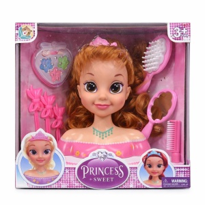 Papusa printesa roz, 21.5 cm, cu accesorii pentru par si machiaj