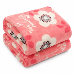 Patura Cocolino Pufoasa cu Model Floral, 200x220 cm, Roz Coral - Img 2
