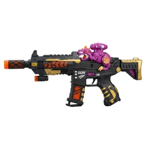 Pistol de jucărie cu sunete și lumini, din plastic, model JQ515 Auriu
