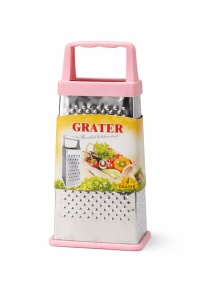 Razatoare bucatarie inox cu 4 fete 23x10 cm, maner si baza roz pastel - Img 2