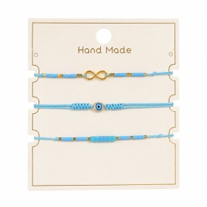 Set 12 Brățări Trio Handmade cu Ochi Protector și Infinit – 16 cm, Reglabile, Culori Diferite - Img 2