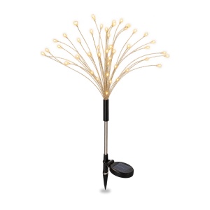 Set 2 lămpi solare decorative pentru grădină, model artificii, 120 LED, alb cald, 40x8cm