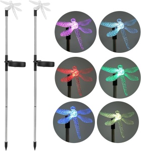 Set 2 Lampi Solare Gradina Libelula LED Multicolor, Iluminare Automata, Decor Exterior
