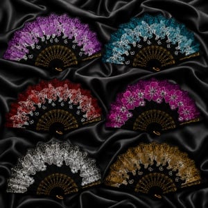 Set 24 Evantaie Decorative Pliabile cu Fluturi si Model Floral, 24 cm, Diverse Culori Elegante - Img 3