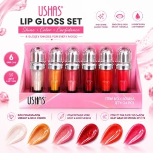 Set 24 Luciuri de Buze USHAS Lip Gloss Set – 6 Nuanțe Strălucitoare, Hidratare și Efect Glossy - Img 2