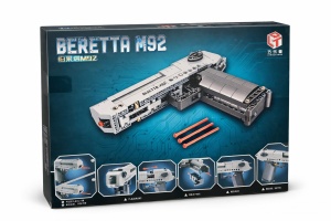 Set constructie tip pistol M92 cu proiectile din spuma si accesorii