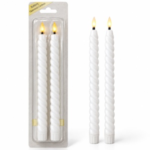 Set de 2 Lumânări LED cu efect de flacara realist, model răsucit, alb, 25cm - Img 2