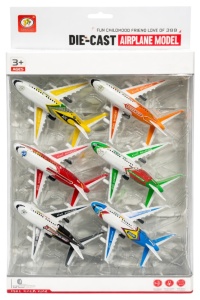 Set de 6 Avioane de Jucărie cu Inerție, Metal și Plastic, Diverse Culori