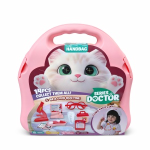 Set educativ trusă medicală pentru copii, 14 piese, plastic, roz, 28x27x8 cm - Img 2