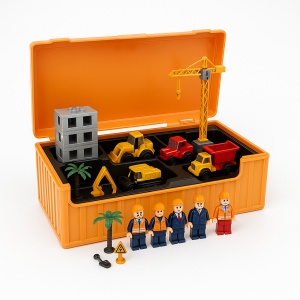 Set Jucarii Santier Truck Series , Cutie Tip Container, Vehicule Constructii, 37x17 cm