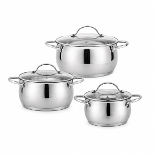 Set oale inox HausRoland 6 piese cu capace sticla, inductie, 1.9L–3.6L