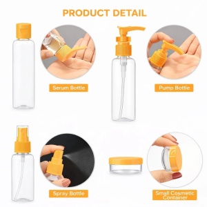 Set recipiente cosmetice pentru călătorie, 6 piese, verde/albastru/mov - Img 2
