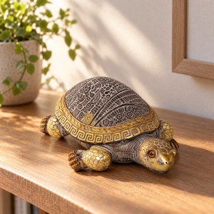 Statuetă broască țestoasă decorativă, din ceramică și rășină, 15x9,5 cm - Img 3
