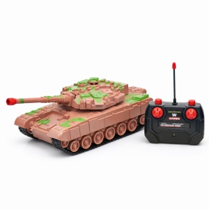 Tanc cu telecomanda maro army, vehicul militar RC, lumini si sunet