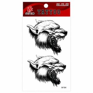 Tatuaj Temporar Semipermanent Cap de Lup 3D – 18 cm, Rezistent la Apă,