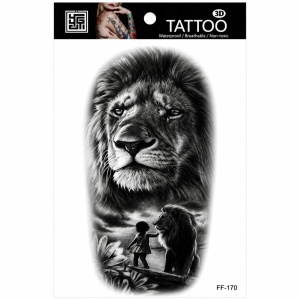 Tatuaj Temporar Semipermanent Leu Protector și Copil – 18 cm, Rezistent la Apă
