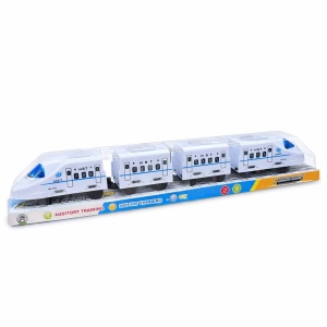 Tren electric alb din plastic, 47 cm, cu muzica si lumini