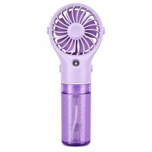 Ventilator portabil cu pulverizare apa, 4 trepte viteza, rezervor apa, reincarcabil USB, mov