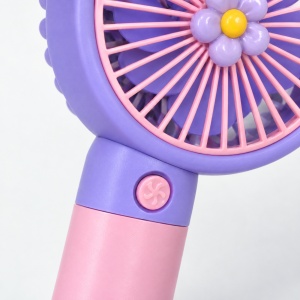 Ventilator portabil de mână cu USB, 3 trepte de viteză, model floare mov - Img 7