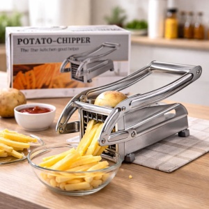 Aparat manual taiat cartofi pentru cartofi prajiti, presa cartofi inox Potato Chipper - Img 3