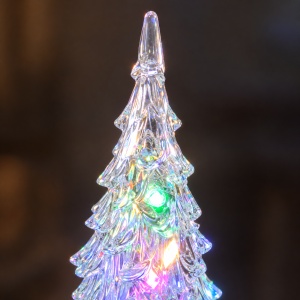 Brad decorativ luminos de Crăciun cu LED multicolor, alimentare baterii, plastic tip sticlă, 13,5 cm - Img 5
