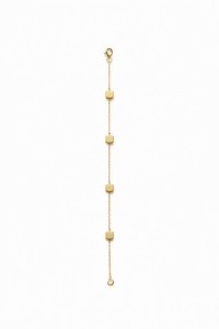 Brățară aurie Roxé cu cuburi minimaliste, lanț fin reglabil 16.5+4.5 cm