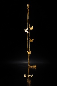 Brățară aurie Roxé cu fluturași eleganți, design delicat, inoxidabil 16.5+3.5 cm - Img 2