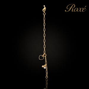 Bratara aurie Roxé cu inimioara neagra si lant modern, reglabila 16.5+3 cm - Img 2