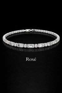 Bratara eleganta Roxe argintie cu cristale mixte, design modern si stralucitor, 18 cm - Img 2