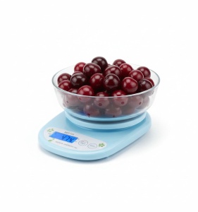 Cântar de bucătărie electronic, plastic, ecran digital, albastru