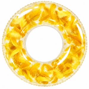 Colac Gonflabil cu Pene Colorate 80 cm – Galben, Inel de Înot pentru Copii și Adulți