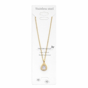 Colier Roxé auriu cu pandantiv lacrimă si cristal, 40 cm, reglabil