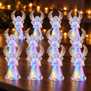 Decoratiune in forma de Îngeraș cu LED-uri multicolore de Crăciun, din plastic, 11,5x4,5 cm - Img 3