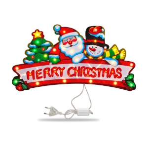 Decorațiune luminoasă de Crăciun pentru geam, Merry Christmas, 20 LED-uri, 58x35 cm - Img 3