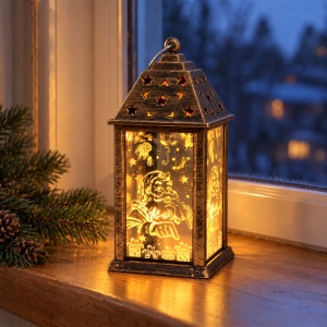 Felinar decorativ de Crăciun cu LED, set de 12 bucăți, plastic, culori asortate, 15,5x5,5 cm - Img 3