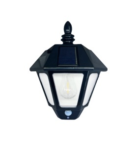 Felinar solar LED de perete, plastic, senzor mișcare, 27x20 cm, negru