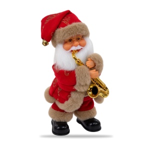 Figurina Mos Craciun muzical cu saxofon, canta si danseaza, 30x15 cm - Img 5