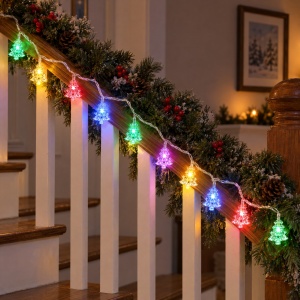 Instalație LED tip liniar, 4 m, 20 LED in forma de braduti, multicoloră, fir alb, interconectabilă - Img 5