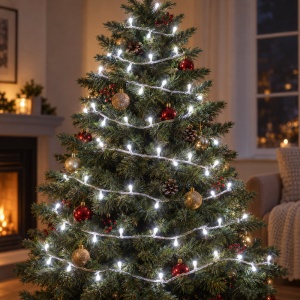 Instalație LED tip liniară, 240 LED-uri, 30 m, alb rece, fir alb - Img 7