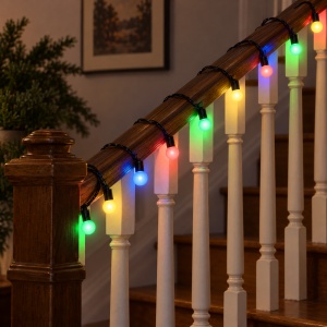 Instalație LED Tip liniară, 40 LED multicolor, model globulet, 4 m, fir negru - Img 13